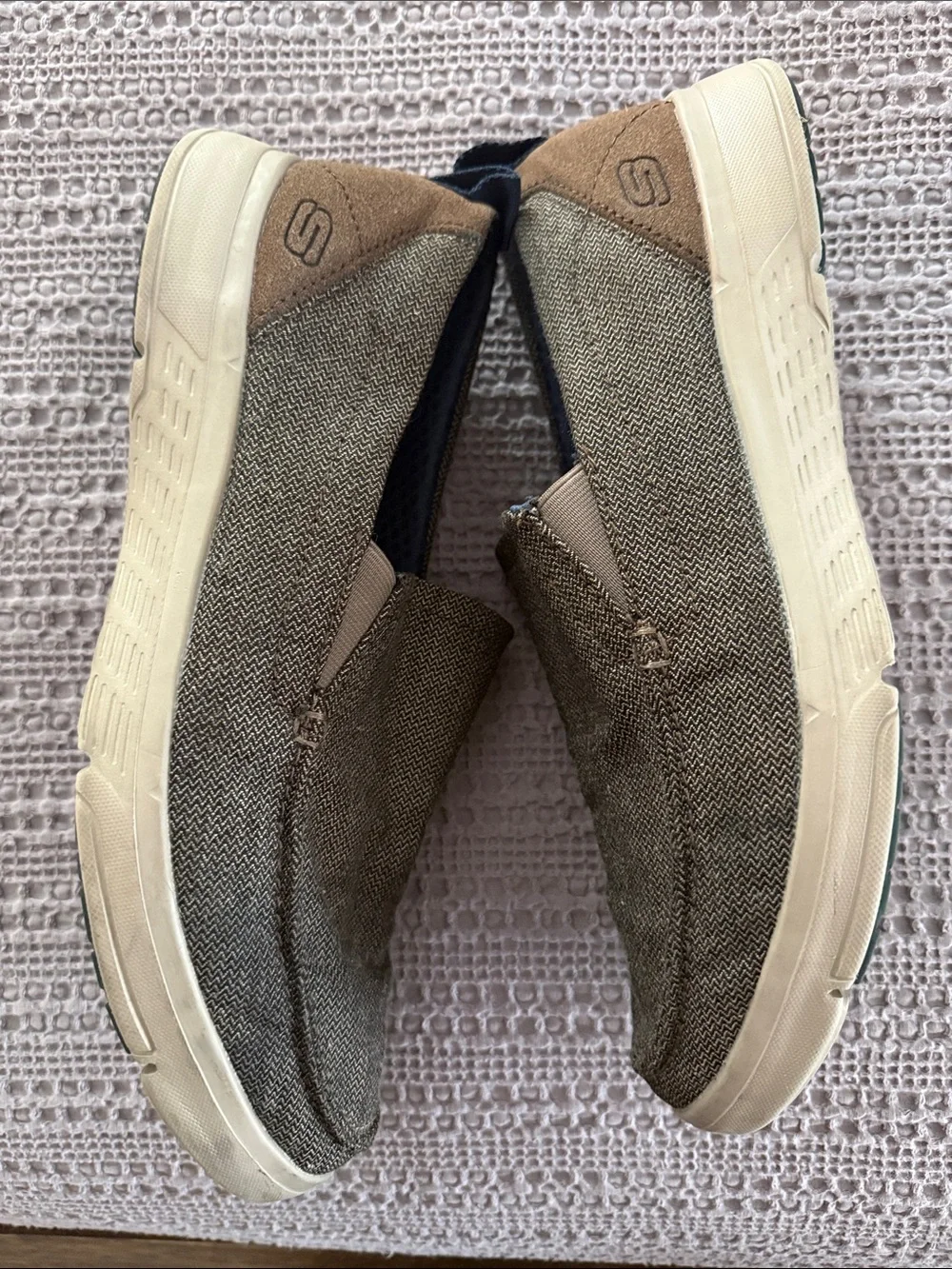 Skechers Men’s Olive Canvas Memory Foam Slip Ons 11